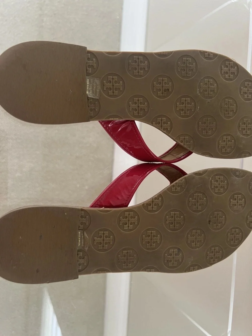 Tory Burch Thora leather sandals Womens Size 6m Gold Signature Logo